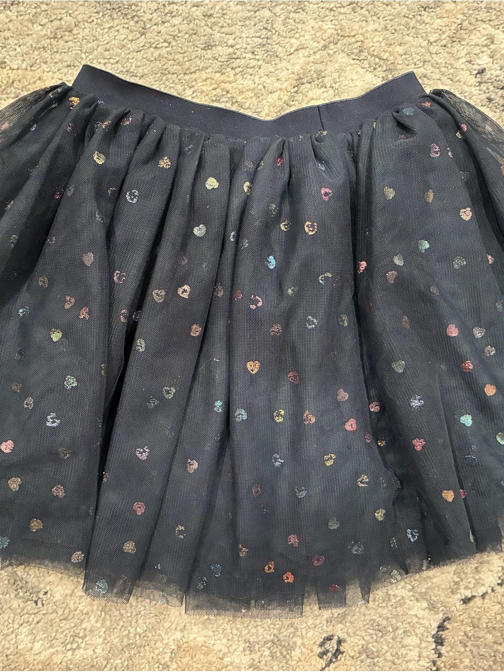 H&M Black Tulle Skirt with Rainbow Heart Dots